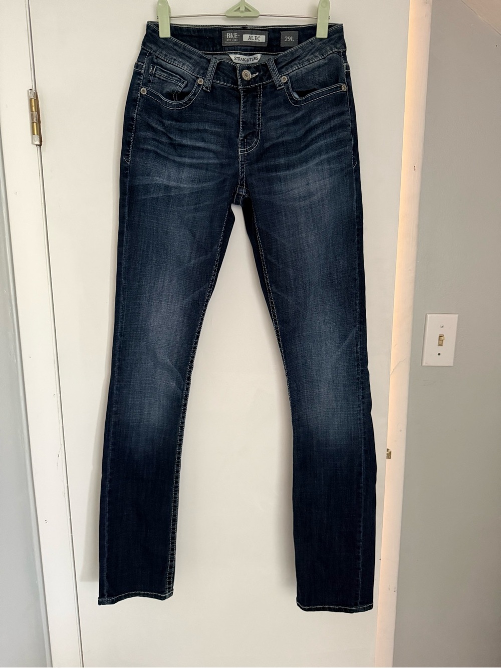BKE ALEC Men's Straight leg Jeans in Dark Blue Indigo 29L